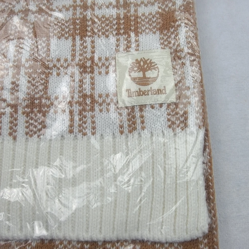 NWT Timberland cream and tan‎ plaid scarf